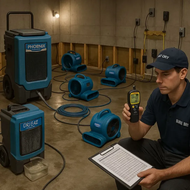 Structural Drying and Dehumidification process in Tucson Estates, AZ